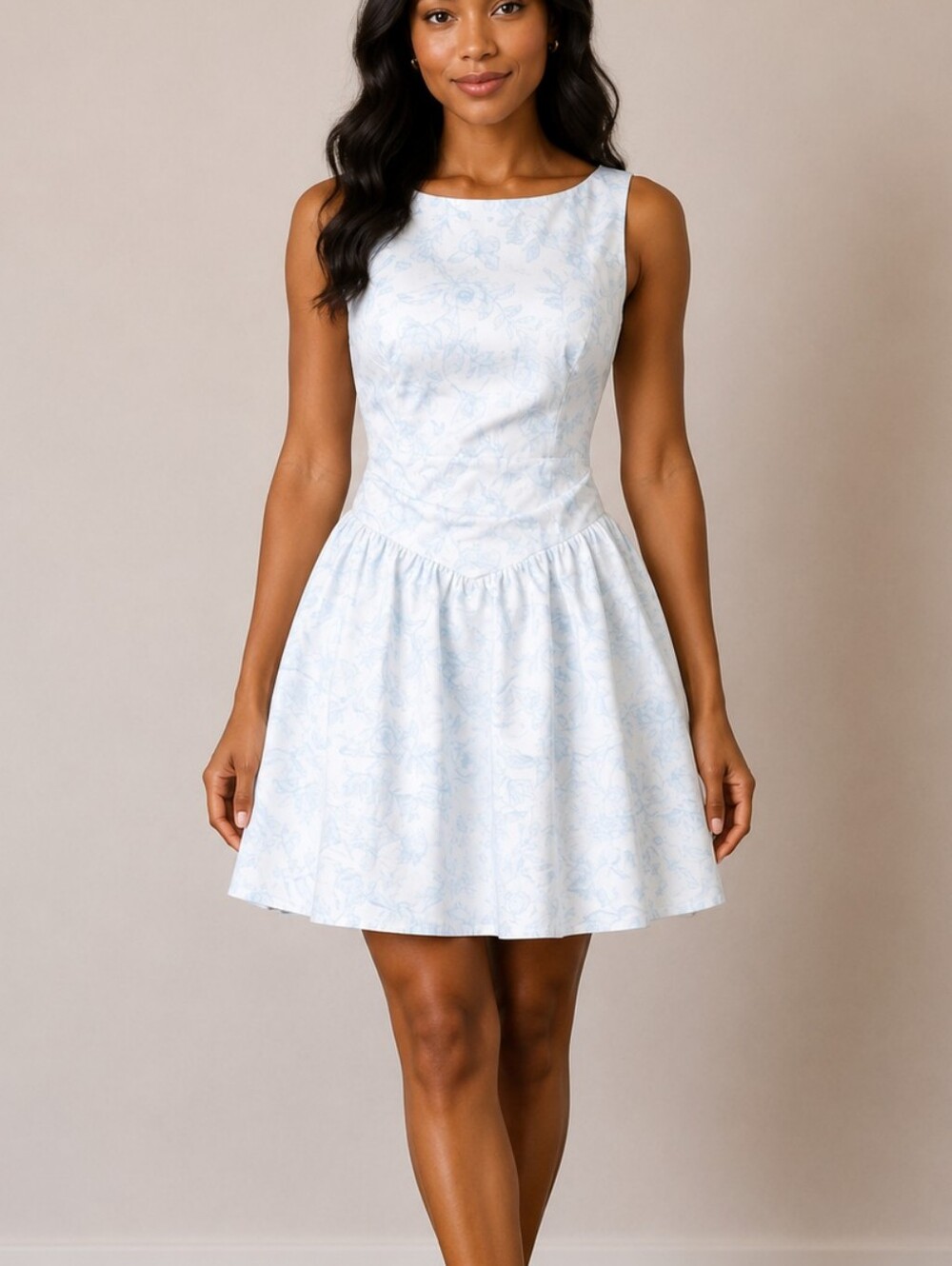 Wild Fable White With Blue Floral Backless Dress XL - NWT